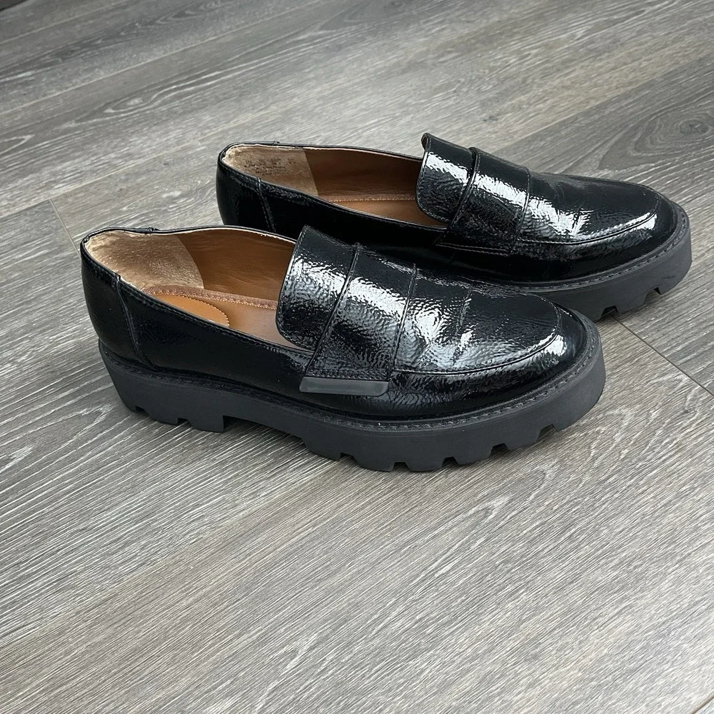 Franco Sarto Womens Brindy Platform Slip On Loafer Size 9.5 Lug Sole Chunky Heel